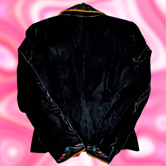Vintage Floral Velvet Blazer ⚡️ Kathryn Dianos ⚡️ Size 4 ⚡️ 90s Vintage Designer - Picture 6 of 7